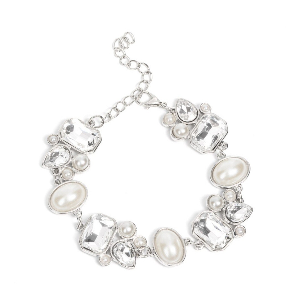 Paparazzi Silver and White Crystal Bracelet Best in SHOWSTOPPING Jewelry
